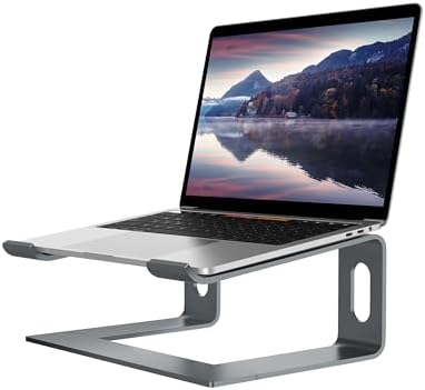 ALASHI Ergonomic Laptop Stand, Aluminum Desk Riser, 10-15.6", Grey