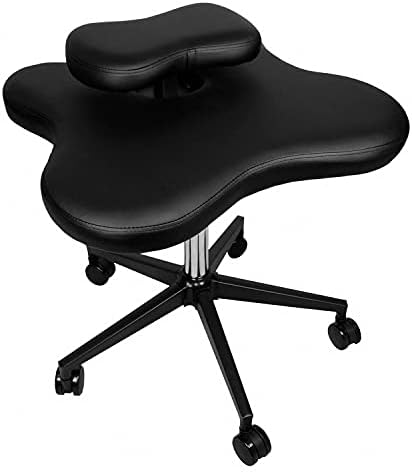 H&A Cross-Legged kneeing Chair for Office or Home, Meditation Seat for Reducing Back Pain, Ergonomic Posture Corrective Seat with Height Adjustable (Black), 26.5 inch x 23.5 inch