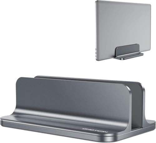 OMOTON Vertical Laptop Stand Holder, Adjustable Dock for MacBook, Gray