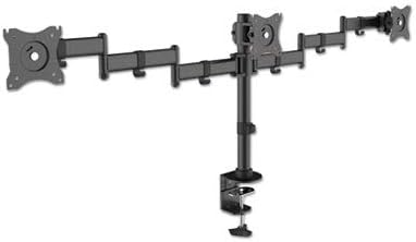 Kantek Triple Monitor Arm, Stand Mounts 3 Screens up tp 27", 2 Articulating Adjustable Arms Hold 18lbs, Desk and Grommet Mount, Cable Management, VESA