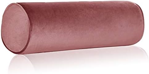 Tinbolunce Memory Foam Roll Pillow for Knee/Leg/Neck - Full Moon Bolster/Round Cylinder Pillow for Sleeping on Side or Back - Removable Cooling Cover Length 18" x 6" Diameter (Gray Pink)