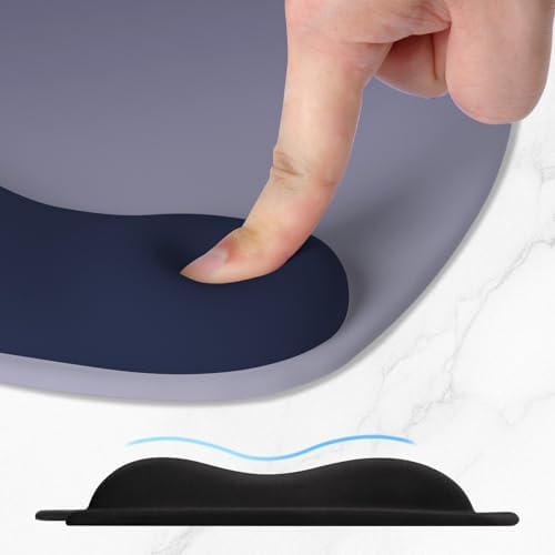 ITNRSIIET Ergonomic Mouse Pad, Cushioned Gel Wrist Rest, Non-Slip Base, Smooth Surface, Cute Multi-Color, 9.5 x 8.2 in, Gray Blue