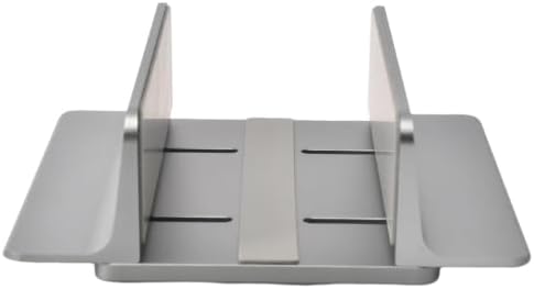 Vertical Laptop Stand Holder, Aluminum Adjustable Laptop Storage Rack, Space Saving Desktop Laptop Holder for MacBook, Surface, Samsung, HP, Dell up to 17.3 inches (Grey)