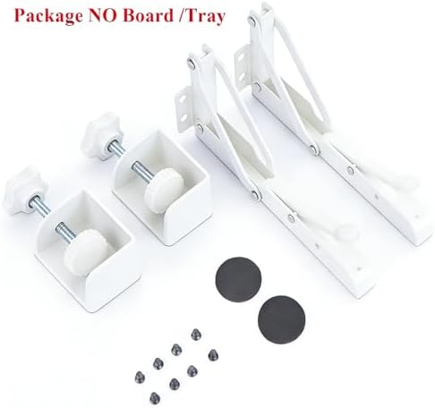 Under Desk Keyboard Tray Support Bracket Adjustable Desktop Extension Board Stand Clamp-on Keyboard Holder Arm Rest Tray Extension Plate Support Rack for Desk, NO Board/Tray, 1 Set (Style01-White)