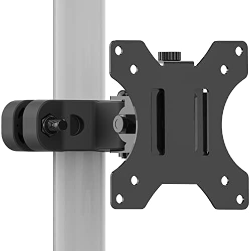 WALI Monitor Pole Mount for Universal Monitor Mounting System, Pole Mount Bracket Fits 1.1 to 2.4" Diameter Pole, Up to 32" Screens, Mounting Holes for 75 x 75mm and 100 x 100mm (VES02), Black