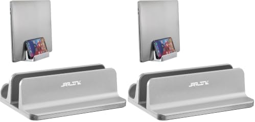 JARLINK 2-in-1 Vertical Laptop Stand, Adjustable Aluminum Desk Dock, Silver (Pack of 2)