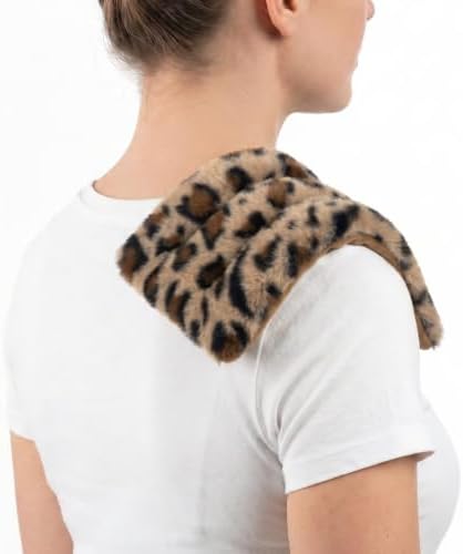 Microwave Heating Pad 6 x 12 Small Heating Pad Microwave, Microwave Bean Bag Heating Pad for Neck and Shoulders, Moist Heat Pack Pillow Warm Compress for Knee, Muscles, Joints, Wrist (Leopard Print)