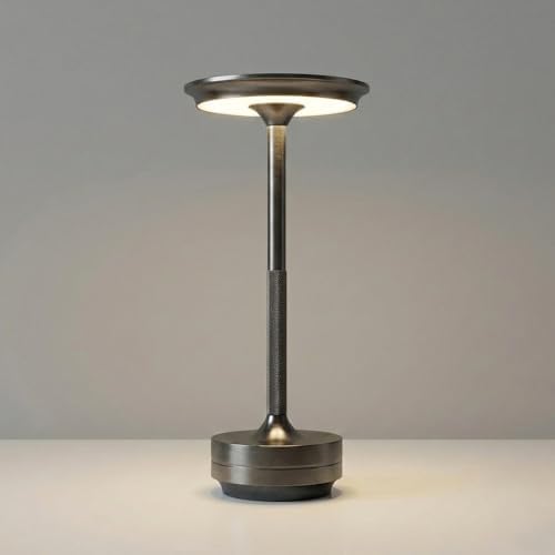 2026 Upgraded 6000mAH longer battery life LED Cordless Table Lamps Rechargeable, Portable ,Stepless Dimming Table Light with Memory Function, for Outdoor/Dinner/Patio/Restaurant, Dark Silver (4pcs)