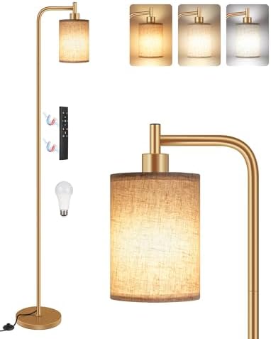 Dimmable Floor Lamp for Living Room with Remote & 10W Bulb