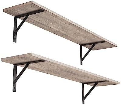 DINZI LVJ Long Wall Shelves, 31.5" Wall Mounted Shelves with Metal Brackets