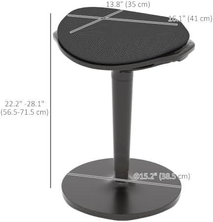 HOMCOM Standing Desk Chair Ergonomic Backless Stool 22.2-28.1 Inches Black