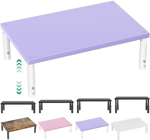 OPNICE Adjustable Monitor Stand Riser for Desk, Wood Computer & Laptop Stand, Desk Organizers and Accessories, Office Desk Accessories & Workspace Organizer for Home Office Supplies, Purple