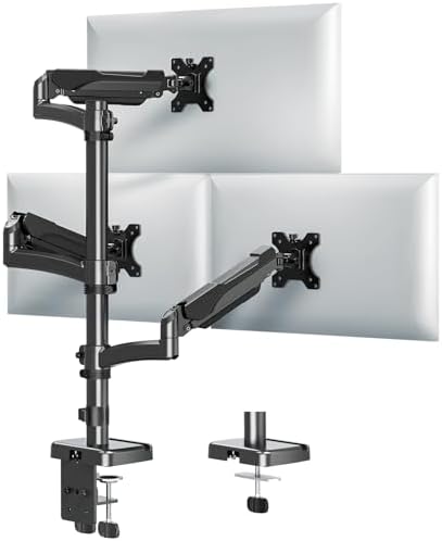 MOUNTUP Triple Monitor Mount Fits Max 32 Inch Screen, Holds 4.4-17.6lbs, 3 Monitors Desk Mount, Triple Monitor Stand for Desk, Adjutable Arm with Clamp/Grommet Base, for Home Office, 75x75/100x100