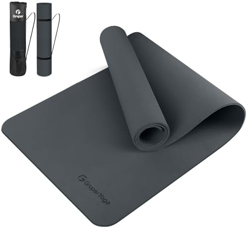 Gruper Yoga Mat Non Slip, Anti-Tear Workout Mat with Carrying Strap and Bag