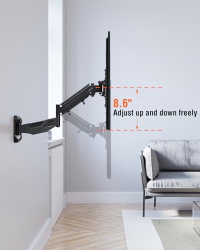 ELIVED Height Adjustable TV Mount for Most 26-55 Inch tvs, Holds 11-66 lbs, Spring Arm Full Motion Swivel Tilt Articulating TV Wall Mount Bracket, Max VESA 400x400mm