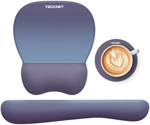 TECKNET Gel Ergonomic Mouse Pad & Keyboard Wrist Rest & Coaster