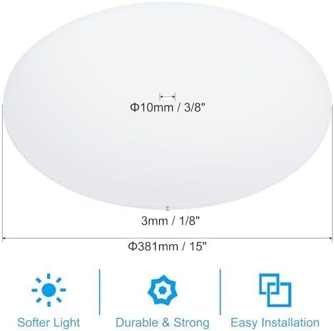 PATIKIL Lampshade Diffuser, 15" Diameter with 3/8" Center Hole Round Diffuser for Drum Lampshades Pendants Light Fits 15.5-17" Openings, Frosted White
