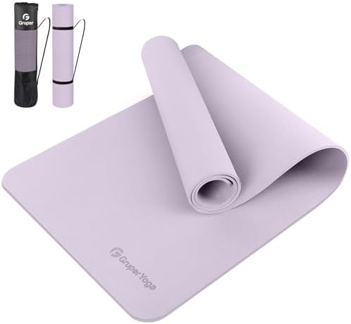 Gruper Yoga Mat Non Slip, Anti-Tear Workout Mat with Carrying Strap and Bag