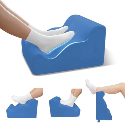 Foot Rest Ergonomic Pillow for Under Desk at Work & Handle Blue