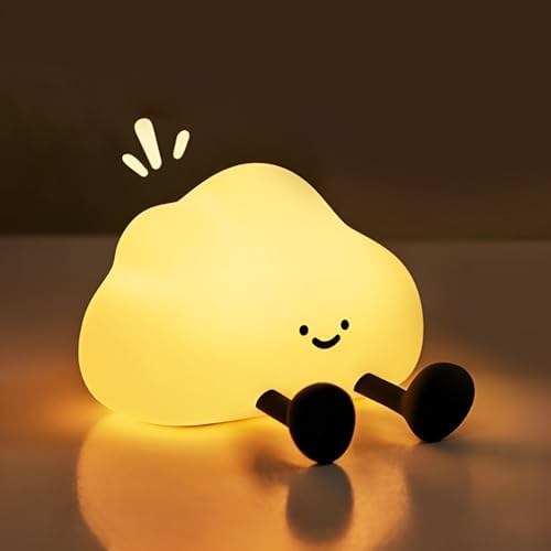 S NMT Cute Cloud Night Light Silicone Nursery USB Rechargeable Christmas Sleeping Bedside Lamp Touch Sensor Nightlights for Bedroom