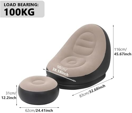 Inflatable Chair with Ottoman (Pump Not Included, Max 220 lbs)