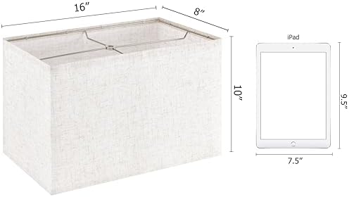 GO&SO Rectangle Lamp Shades Set of 2,W 8"×L 16"×H 10" Large Beige Lampshade