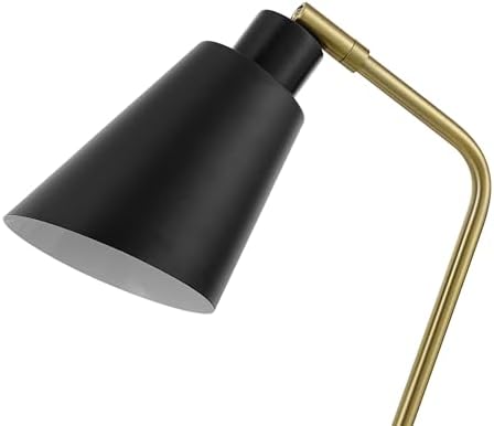 Globe Electric 52095 Belmont 17" Desk Lamp, Matte Black, Antique Brass Accents, Fast Charging USB Port, Rocker On/Off Switch