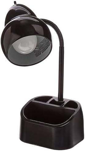 Globe Electric 6.3 x 6.69 x 10.63 Inches Goose Neck Desk Lamp with 10 Watt A-19 Non Dimmable LED Bulb, 2.1a USB Port and Organizer, Black