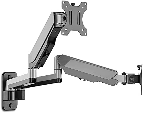 AVLT Dual Monitor Arm Wall Mount for 13-32" Screens, Full Motion - Silver