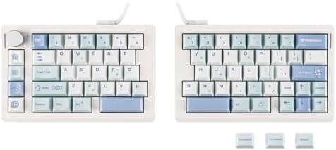 EPOMAKER Split70 Wireless Ergonomic Keyboard with QMK/VIA and Knob, Mechanical Gaming Keyboard with RGB, Hot-Swap, Creamy Linear Switch, PBT Keycap, Gasket, Mac Modifier, 70% Split Layout (White)