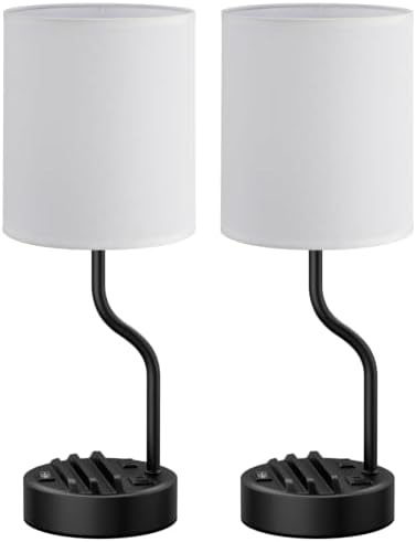 Fenmzee Bedside Lamps for Bedroom Set of 2-18" Table Lamp for Nightstand