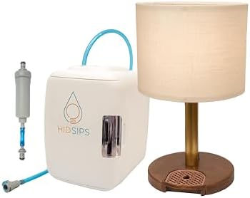 HydraLamp w/Mini Fridge, Bedside Desktop Water Dispenser Lamp, Water Pump, Included Water Reservoir and Filter, Bedside Water Dispenser, LED Table Lamp, for Home, Bed, Office (Sunset)
