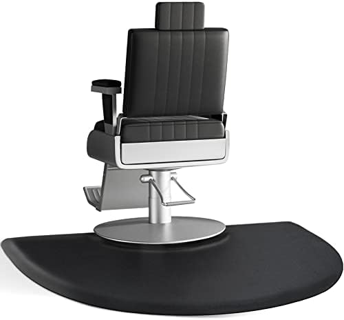 Barber Salon Chair Mat - 3x5 Anti-Fatigue Salon Floor Mat - Black Semi-Circle - 5/8" Thick