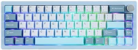 BOYI GMK67 65% Mechanical Keyboard,Hot-Swappable Bluetooth5.0/2.4G/Type-C Tri-Mode Wireless RGB Gasket Mounted Customized South-Facing LED Gaming Keyboard(Blue)