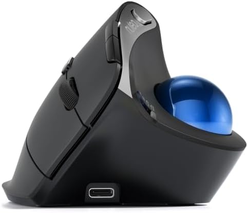 Nulea Wireless Trackball Mouse, 54° Vertical Ergonomic Thumb Control-Blue