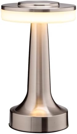 O'Bright Dome Cordless Rechargeable LED Mushroom Table Lamp, Silver