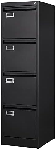 BYNSOE 4 Drawer File Cabinet with Lock Metal Vertical File Cabinet Office Home Vertical File Cabinet for A4 Legal/Letter Size Narrow File Cabinet Locked,Assembly Required