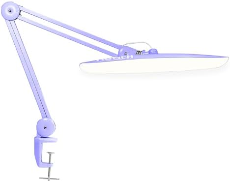 Neatfi XL 2200 Lumens 20W LED Desk Lamp with Clamp – Adjustable Color Temperature | 4-Level Dimmable Light | Home Office, Crafts & Workbench | 20-Inch Wide Head (Lavender, CCT with Clamp)