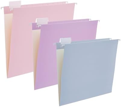 12 Pack Hanging File Folders Filing Cabinet Organizer Letter Size 1/5 Cut Adjustable Tabs Decorative for Home Office School Classroom,Marble……