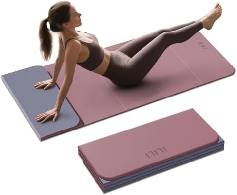 ILILI Foldable Yoga Mat 10mm, Extra Thick, Extra Long, 75x26x0.4 Inch, TPE
