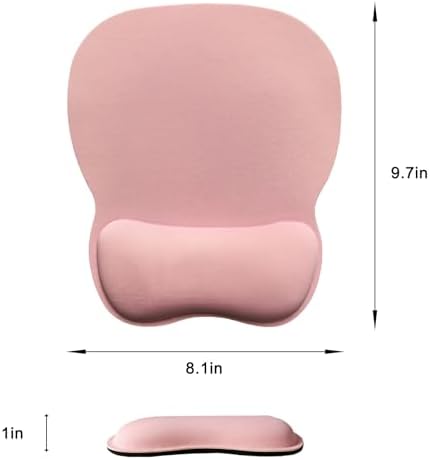 Mouse Pad with Wrist Support, Ergonomic Mousepad with Comfortable Memory Foam Wrist Rest Cushion, Relieve Wrist Pain, Non-Slip Rubber Base Gaming Mice Pad for Home Office Computer Laptop, Pink