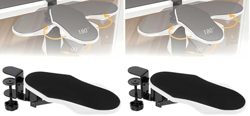 Computer Arm Rest for Desk, 180° Adjustable Rotating Desk Extender Tray, 90° Foldable Elbow Arm Support, Ergonomic Desk Arm Wrist Rest Shelf for Home and Office (Pack of 2)
