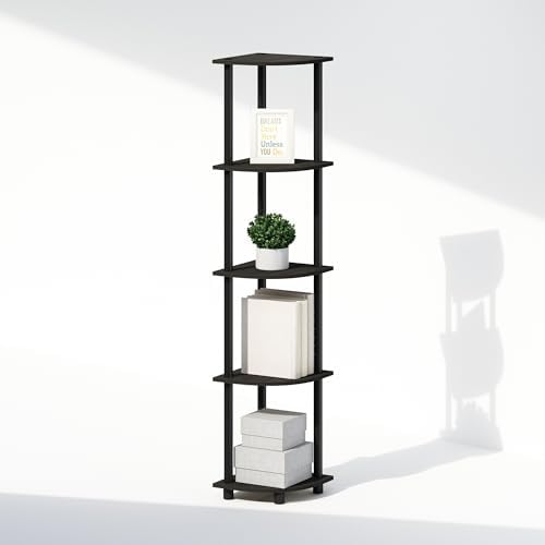 Furinno Turn-N-Tube Storage Shelves, 5-Tier Book Shelf, Corner Shelf, Toolless Open Shelves, for Organization and Storage, Living Room, Home Office, Hallway, Bedroom, Espresso