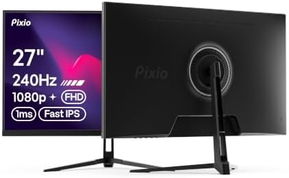 Pixio PX279 Wave 27 inch 240Hz Refresh Rate FHD 1080p Resolution Fast IPS Panel 1ms GTG Response Time Gaming Monitor with Adaptive Sync