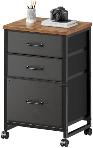 Maihail 3 Drawer Mobile File Cabinet on Wheels Fits A4 Size for Home Office