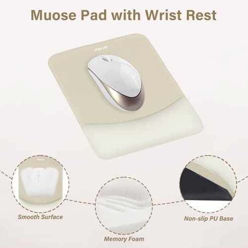 MOSISO Wrist Rest Support Mouse Pad & Keyboard Set, Khaki