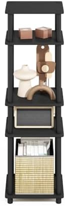 Furinno Turn-N-Tube Storage Shelves, Stackable Standing Shelf, Open Corner Shelf, for Organization and Storage, Living Room, Garage, Home Office, Americano