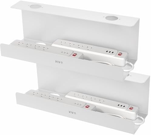 VIVO 2 Pack White 17 inch Extra Deep Cable Management Tray, DESK-AC16-2CW