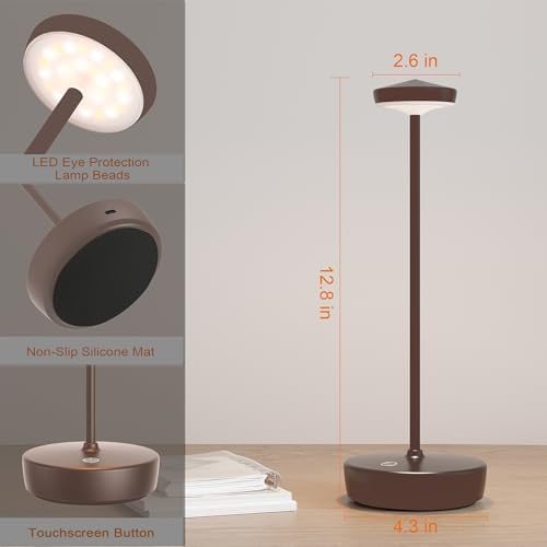 Cordless Table Lamp Set of 2,LED Rechargeable Battery 3 Levels Brightness