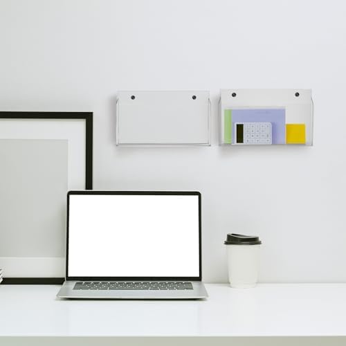 Feifeiya 2 Pcs Clear Acrylic File Holder Wall Mount, 14"x8.3"x2.4"